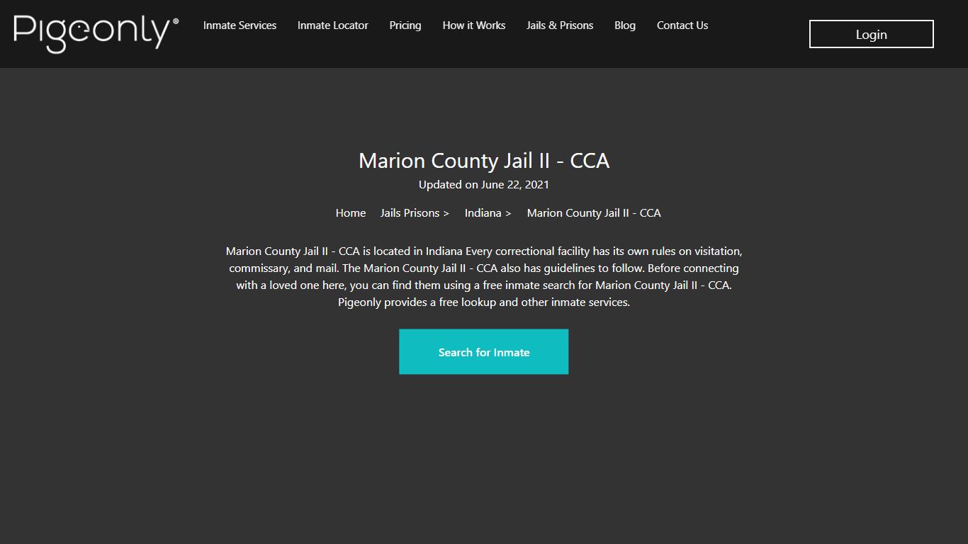 Marion County Jail II - CCA Inmate Search | Indiana