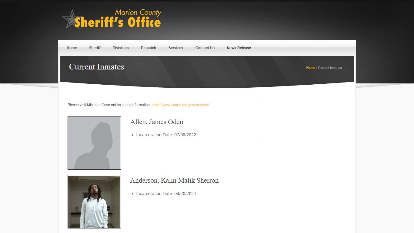 Current Inmates ‹ Marion County MO Sheriff's Office